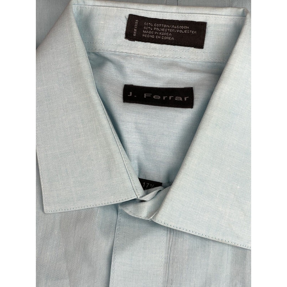 J. Ferrar Dress Shirt Mens 17.5 XL Blue
